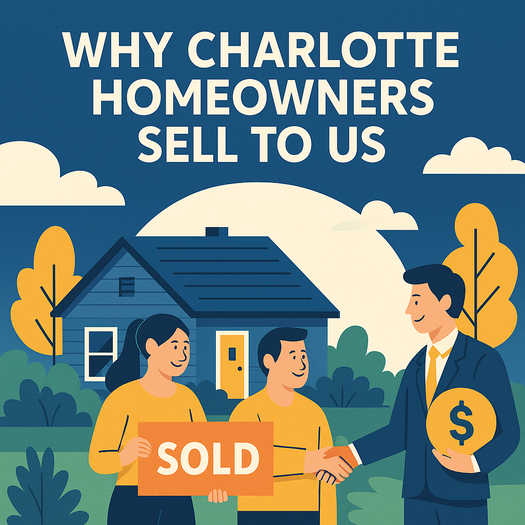 Illustration of Charlotte MI homeowner selling house to a local real estate investor