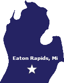 Map of Michigan with Eaton Rapids highlighted to show home buying service area