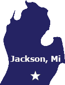 Map of Michigan with Jackson highlighted to show its location in the state