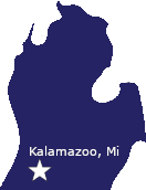 Map of Kalamazoo Michigan showing ZIP codes 49001, 49006, 49007, 49008, 49009, and 49048