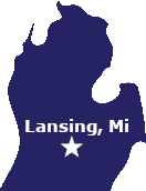 Map of Michigan highlighting Lansing as a home buying service area