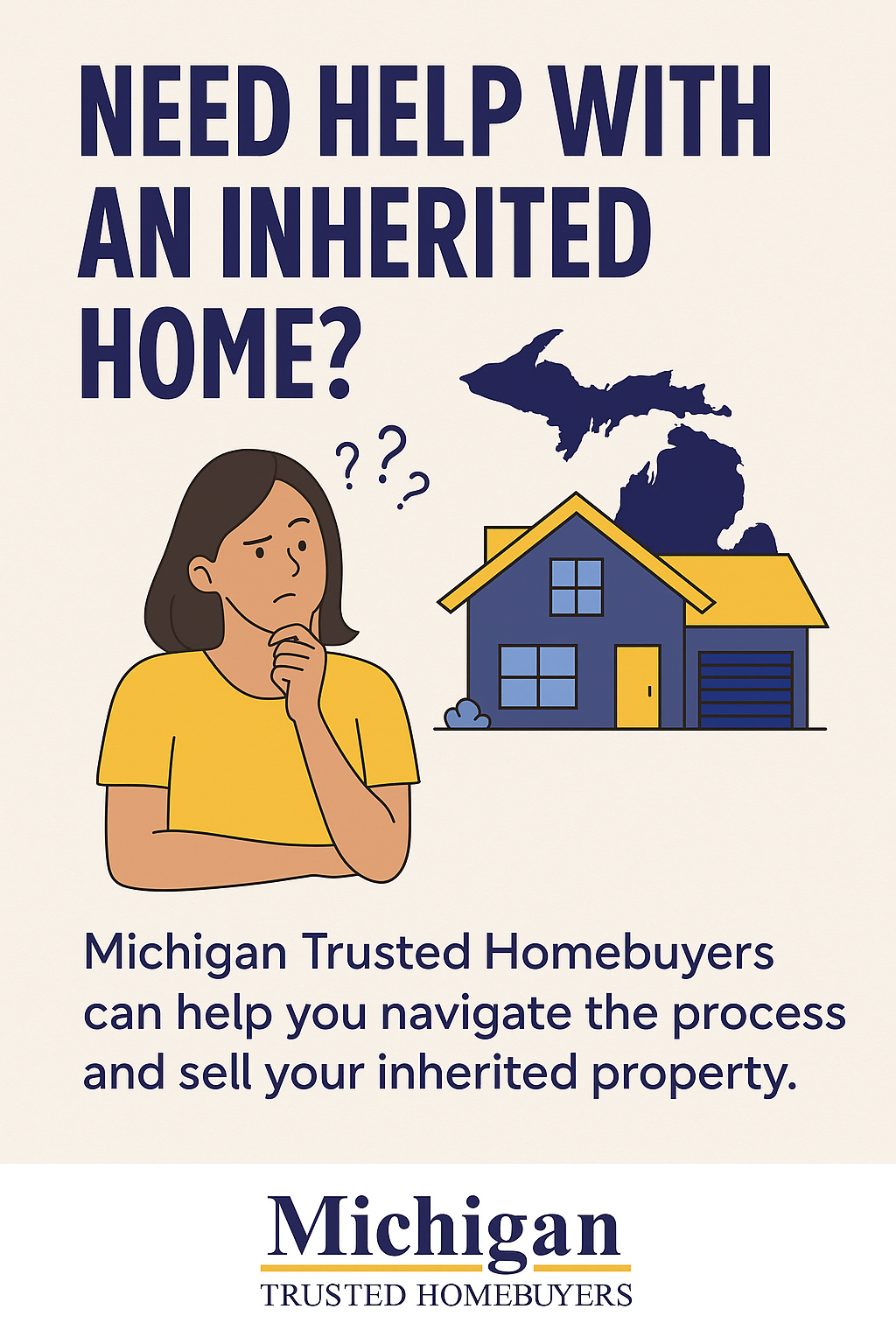 Adult child handling a cluttered inherited home in Michigan