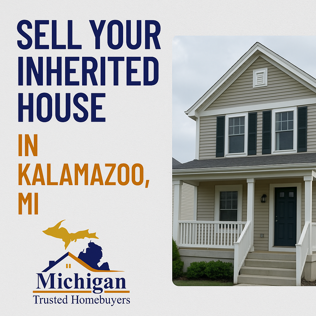 Illustration promoting how to sell an inherited house fast in Kalamazoo, Michigan with Michigan Trusted Homebuyers