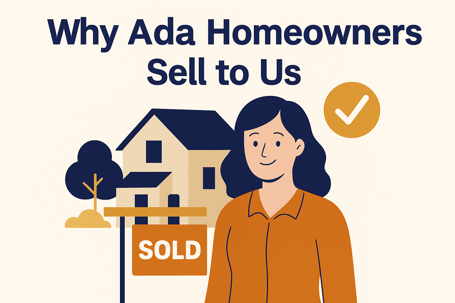 Illustration highlighting reasons why Ada, Michigan homeowners sell their houses fast to Michigan Trusted Homebuyers, including fast closings, fair cash offers, and selling as-is.